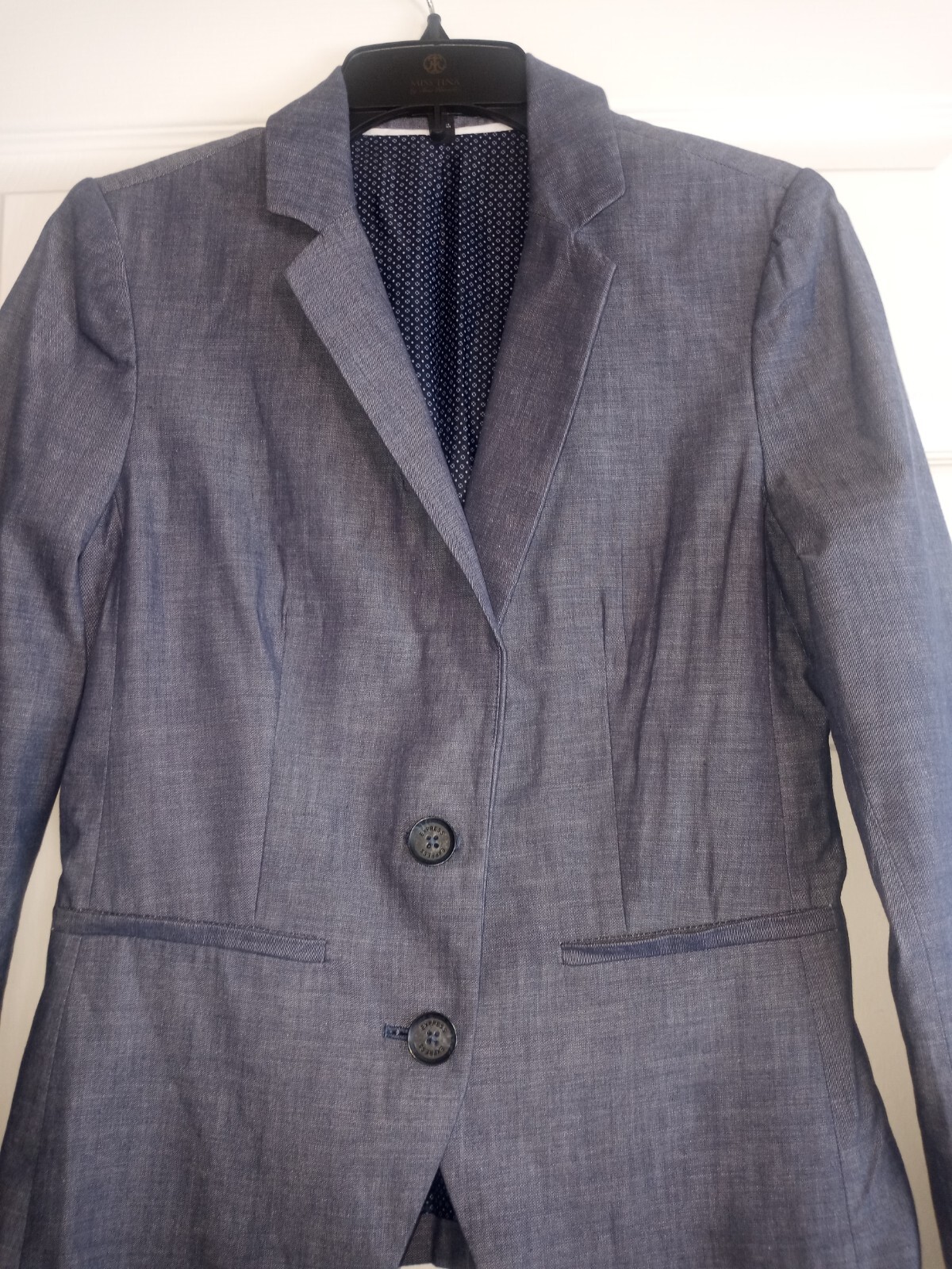 Express Chambray Blue Two Button Office Chic Clas… - image 3