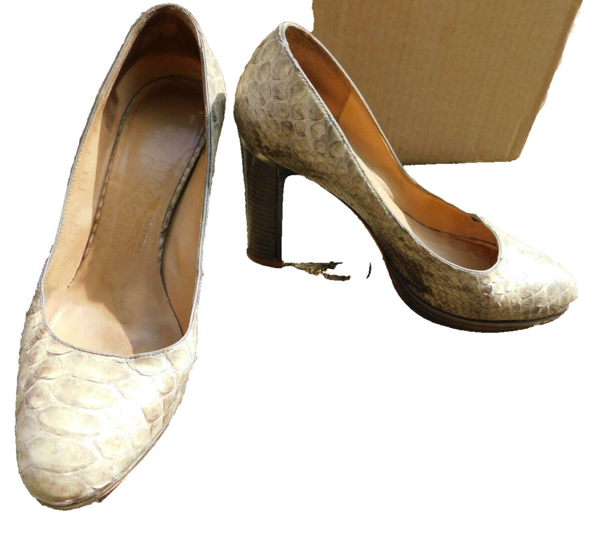 SALVADORE FERRAGAMO Vtg Snakeskin Python Leather … - image 1