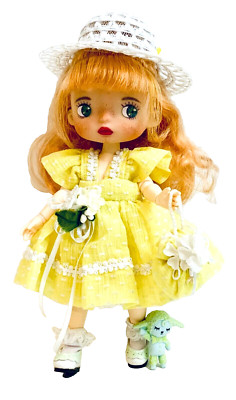 Custom OOAK Monst Sunday Stroll 8'' BJD Doll In Gorgeous Yellow Dress With Pet