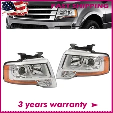 Left&Right Halogen Projector Headlight For 2015-2017 Ford Expedition Pair