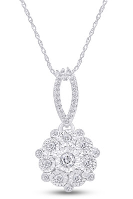 0.2 CT Natural Diamond Fashion Pendant In 14K Gold Plated Sterling Silver