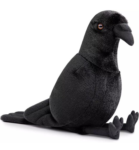 RAVEN, Crow, Black Bird, Soft Stuffed Plush Toy, Gift, Halloween Decor (8”) - Picture 2 of 3