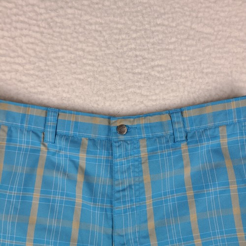 Callaway Shorts Mens 36 Teal Brown Plaid 9" Inseam Casual Performance Golf Chino - Picture 2 of 9