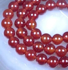 8mm Carnelian Red Agate Round Beads 15"