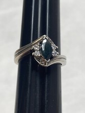 Sterling Silver Ring Dark Green Stone Size 6