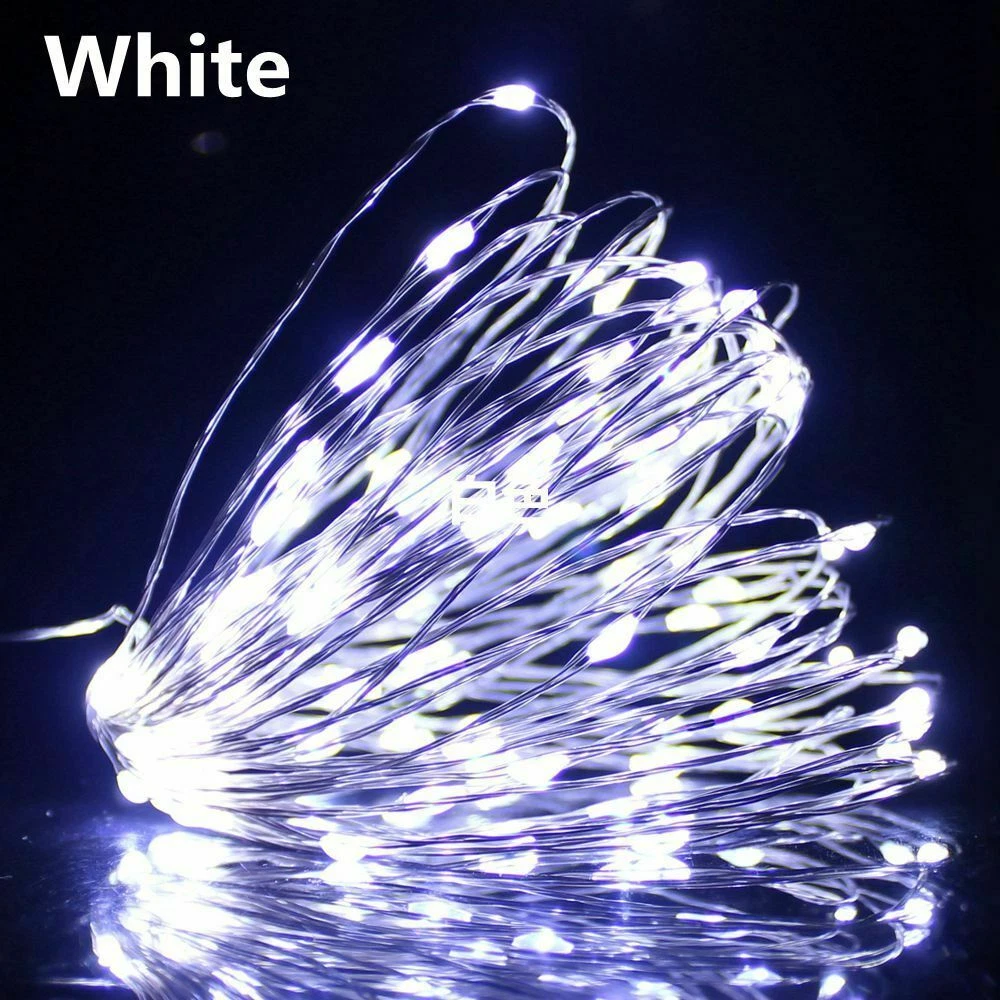 2M 20 LEDs Button Battery Operated Mini LED Silver Wire String Fairy Lights