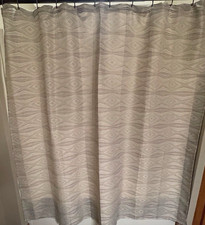 Fabric Shower Curtain Heavy Weave Geometric 2-Tone Brown Cream 72x72