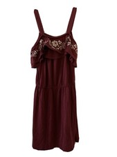 alya francesca’s dress sz small maroon Burgundy Boho Natural Embroidered Floral