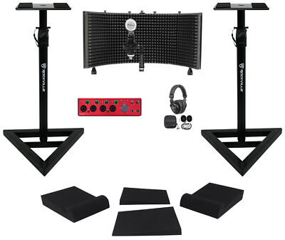Focusrite Package w/Clarett+ 4Pre+Monitors+Recording Mic+Headphones+Vocal Shield