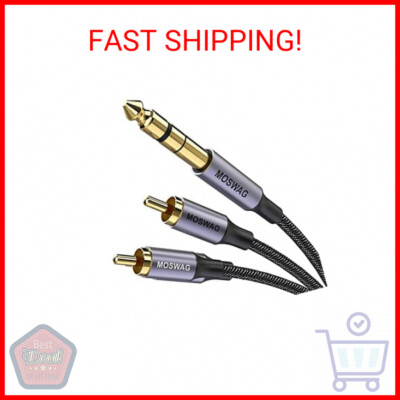 MOSWAG 1/4 to RCA Cable, Quarter inch TRS to RCA Audio Cable 6.35mm Stereo Jack 