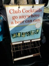 The Club Cocktail Display Stand Rack Yellow Box Old Rare Distilling Co Tin metal