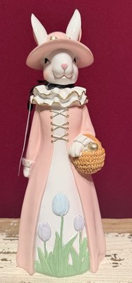 NWT 12  Tophat & Tail Mrs. Easter Bunny Rabbit Figurine Mad Hatter Style Theme