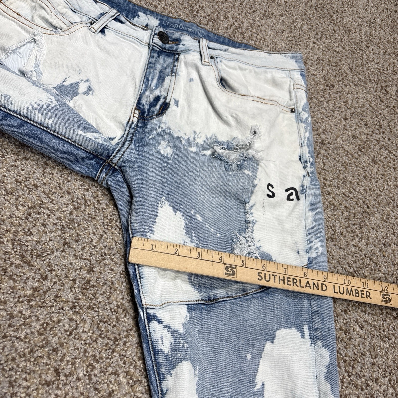 Crysp Distressed Skinny Jeans Men’s 32 X 30.5 Blue Stretch Denim Distressed - View 12