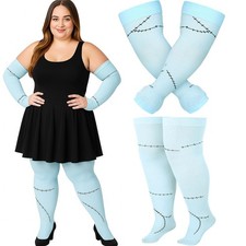 Chicingyou 2 Pcs Halloween Costume Women Scar Arm plus size, Light Blue