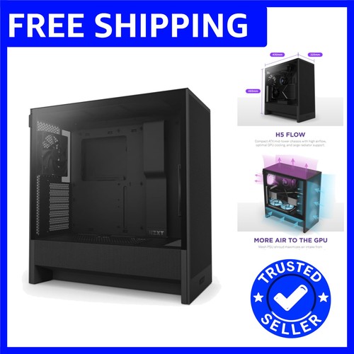 H5 Flow ATX Mid-Tower Case - Ultra-Fine Mesh Airflow with 2 Quiet 120mm Fans
