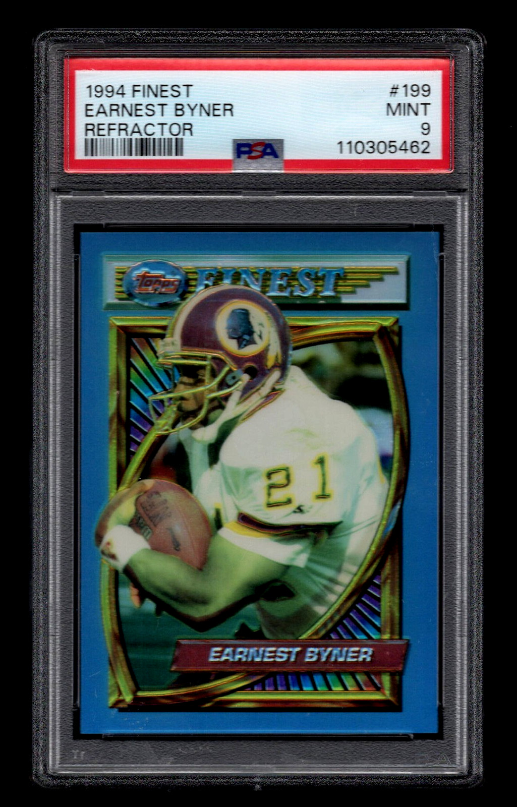 EARNEST BYNER 1994 TOPPS FINEST FOOTBALL REFRACTOR CARD #199 PSA 9 MINT