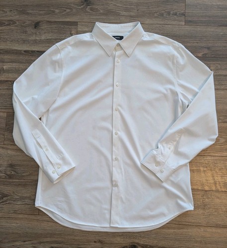 Theory Sylvain ND Structure Knit Dress Shirt Mens White LS Button Up - XL