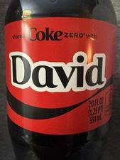 Share a Coke with  David  2025 Personalized Gift Coca~Cola Bottle 20oz Zero Dave