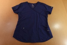 Barco One Wellness Womens Medium Navy Four Pocket Mock Wrap Scrub Top BWT008
