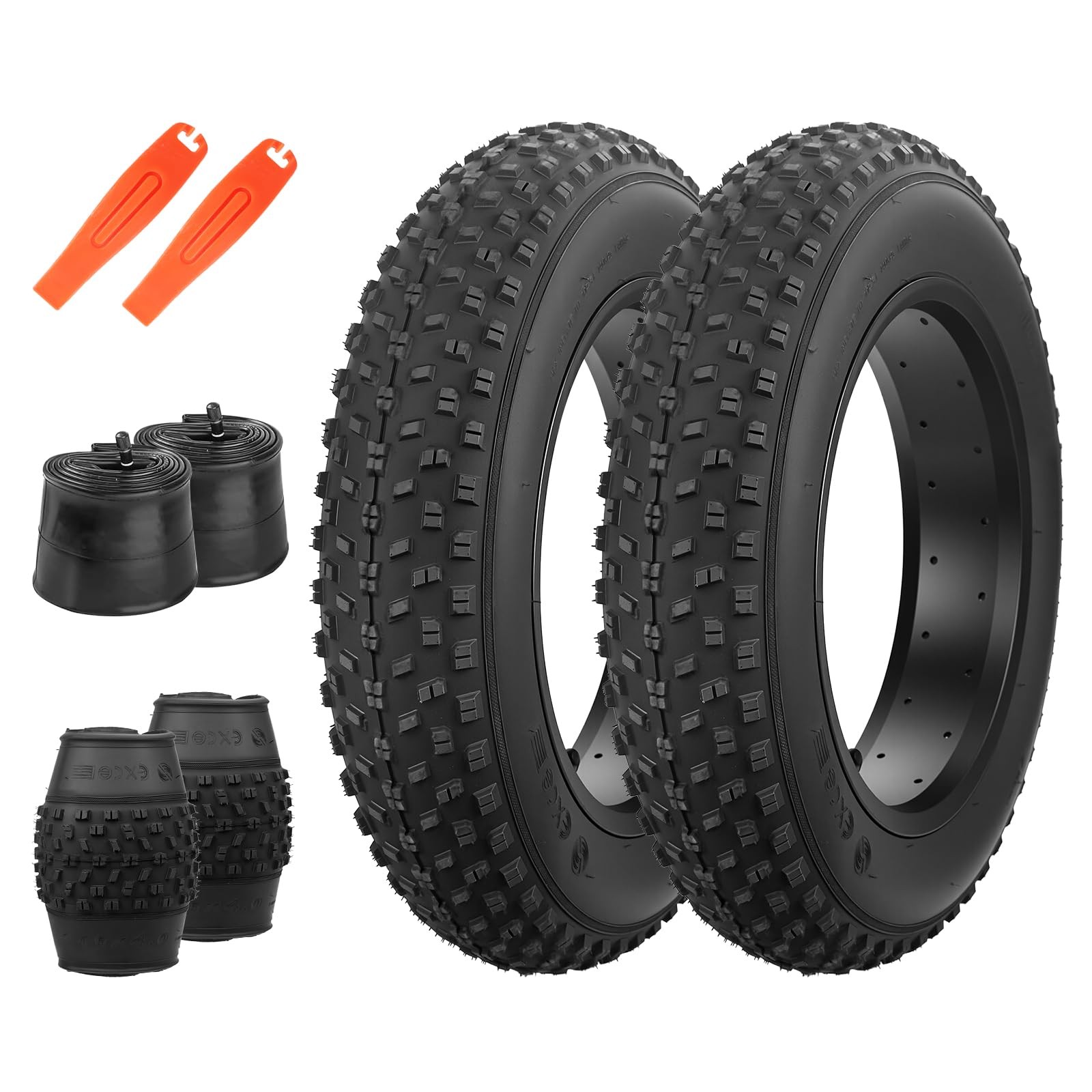 Bike Fat Tire 16 x 4.0 (Black - 2 Pack with Inner Tube, 16 x 4.0 inch)