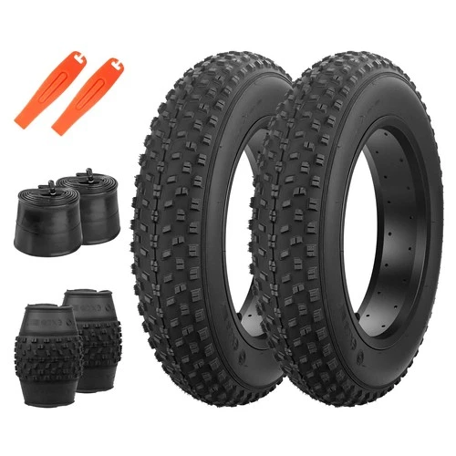 Bike Fat Tire 16 x 4.0 (Black - 2 Pack with Inner Tube, 16 x 4.0 inch)