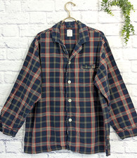 PLAID Mens L Brooks Brothers Sleep Shirt 100 Cotton Blue Chambray Pajamas PJs