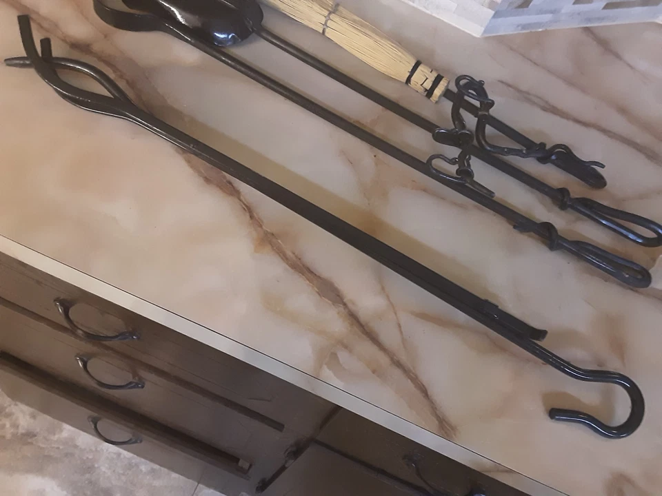 Lindo! Ferramentas e suporte forjados à mão por ferreiro, lareira - Imagem 4 de 4