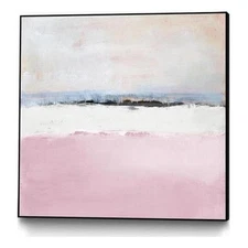 Giant Art Canvas  20x20 Pink Sea Abstract Framed in Pink