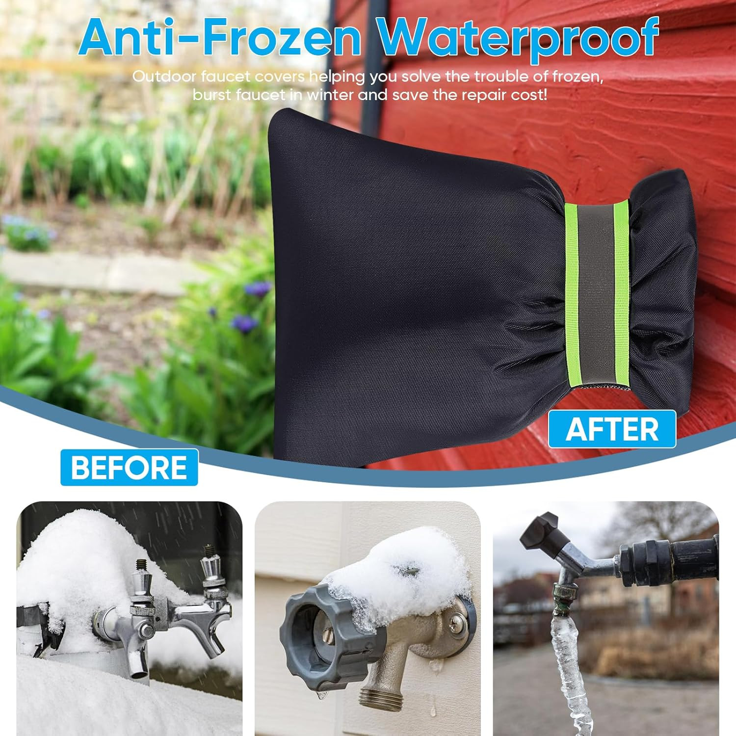 2Pack Outdoor Faucet Covers for Winter - Pro 6.7" W X 8.3" H Outdoor Water Fauce