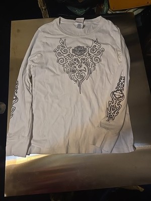 Harley-Davidson Women's Long Sleeve T-Shirt Large Las VEGAS Soft Tee White
