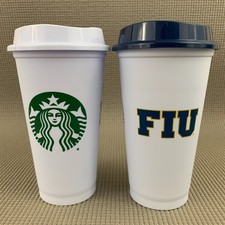 STARBUCKS Florida International University Reusable Hot Cups w/Lid Lot of 2 NEW