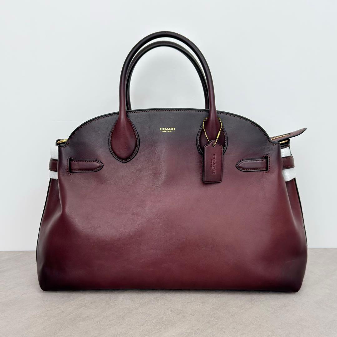 COACH Soft Empire Carryall 40 2Way Hand Shoulder Bag Leather Merlot Unused F/S image 2