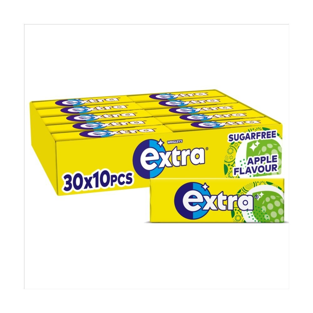 30 Packets Wrigleys Extra Chewing Gum Apple Flavour Sugar Free