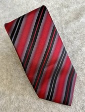 Kenneth Cole Reaction Necktie Designer Tie NWT Silk Stripes Red Black Gray