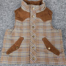 Janie and Jack Plaid Puffer Vest Corduroy Trim Western Style Size: 6 -12 Months