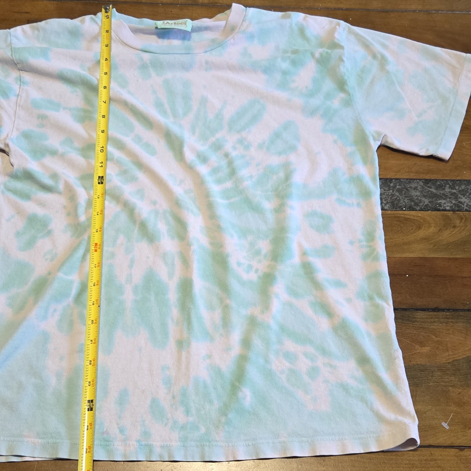 Aries Arise Tie Dye T Shirt Pastel Mint Pink Logo Made in Portugal Mens Med M image 6