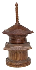 Vintage Japanese Wooden Pagoda Model Storage Box/ Tea Caddy, 20cm, 8"