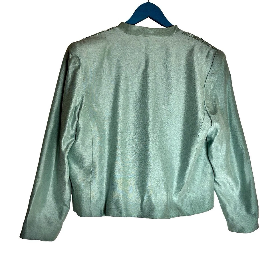 Vintage Mint Green size 10 Women's  with Embroidered  Classic Career Blazer - Image 3 of 4