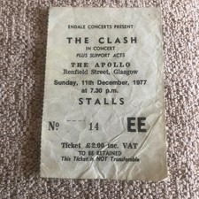 The Clash ticket Glasgow Apollo 11/12/77 #EE14 Get Out Of Control tour