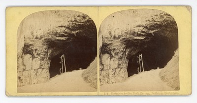 Viktorianischer Stereoview 1800er Eingang zur Gipfelhöhle Castleton Derbyshire