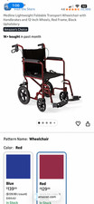 New in box Medline Transport Wheelchair - Red