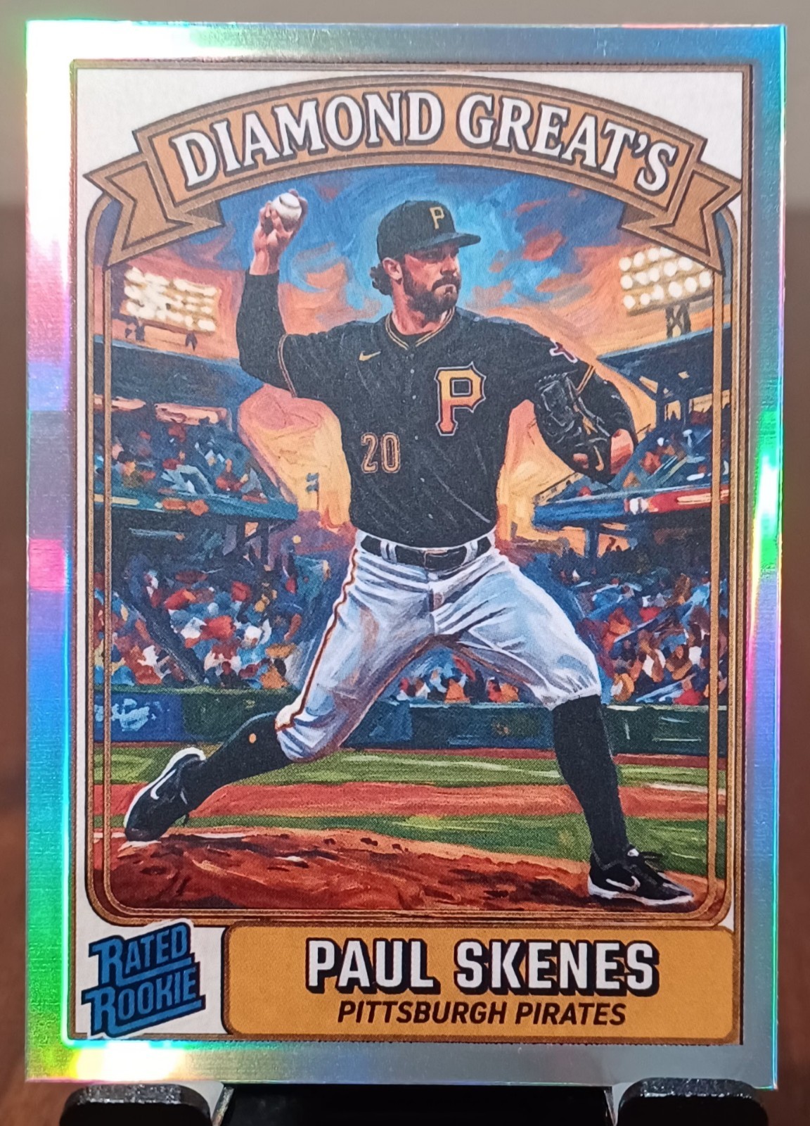 2026 Paul Skenes "Custom Fan Art" Rainbow Holographic Foil Border Sports Card. 