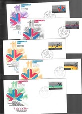 5 1978 Canada Commonwealth Games FDC s; Scott 758-61, 762; Fleetwood cachets