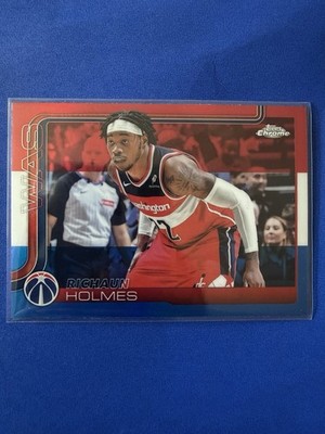 2024-25 Topps Chrome #236 Richaun Holmes Red White Blue Parallel Wizards