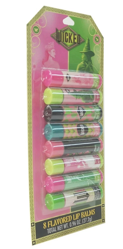 Pacote com 8 bálsamos labiais aromatizados Wicked Movie sabores variados novos - Imagem 3 de 4
