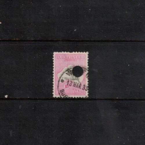 Australia  10/-  KANGAROO Telegraph Punch,  C of A Wmk   Used