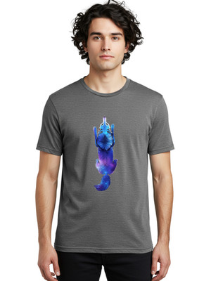 Galactic-Wolf Mens Graphic Tee, 100% Cotton, Casual Summer Wear