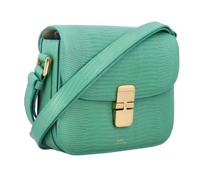 A.P.C. Grace Bag Large   Sorbetto Green Lizard Embossed Leather   Crossbody