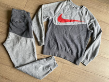 Nike Sportswear Swoosh Grey Red Crew Neck Sweatshirt XS /Jogger S Chest 38" W28"