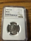 1954-S WASHINGTON 25C MS64 NGC